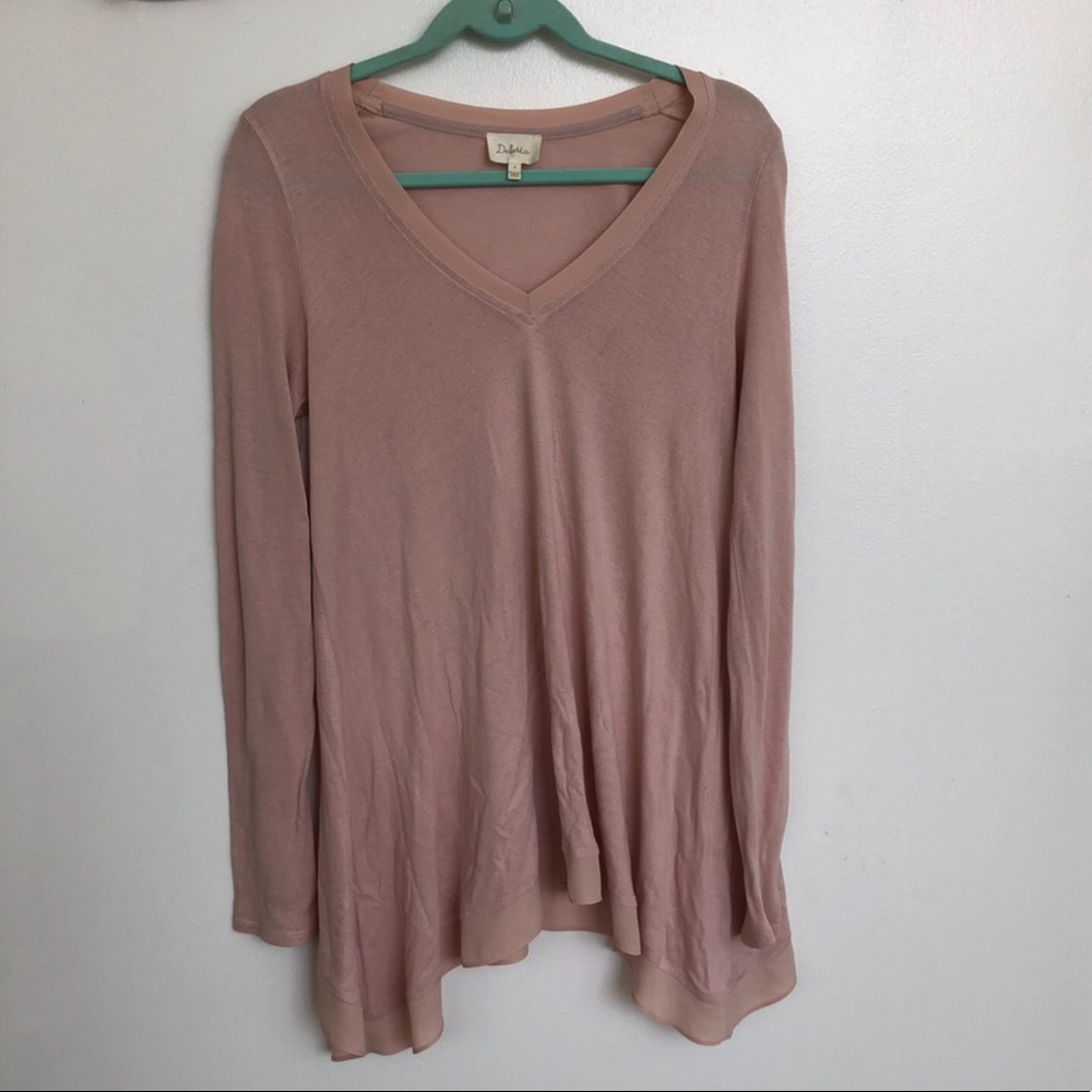 Blush long sleeve top with trim